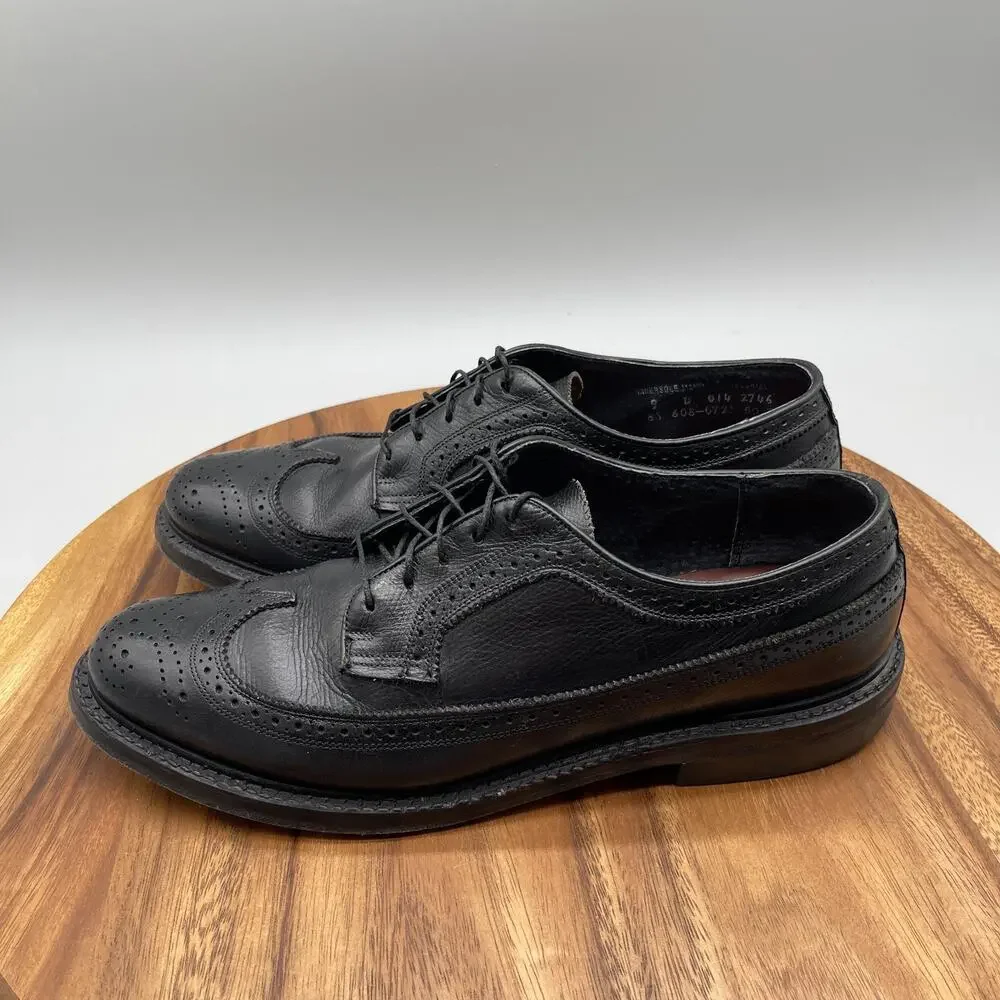 VTG Stafford Imperial Oxfords Mens 9 D Black Leather Wingtip Formal Dress Shoes